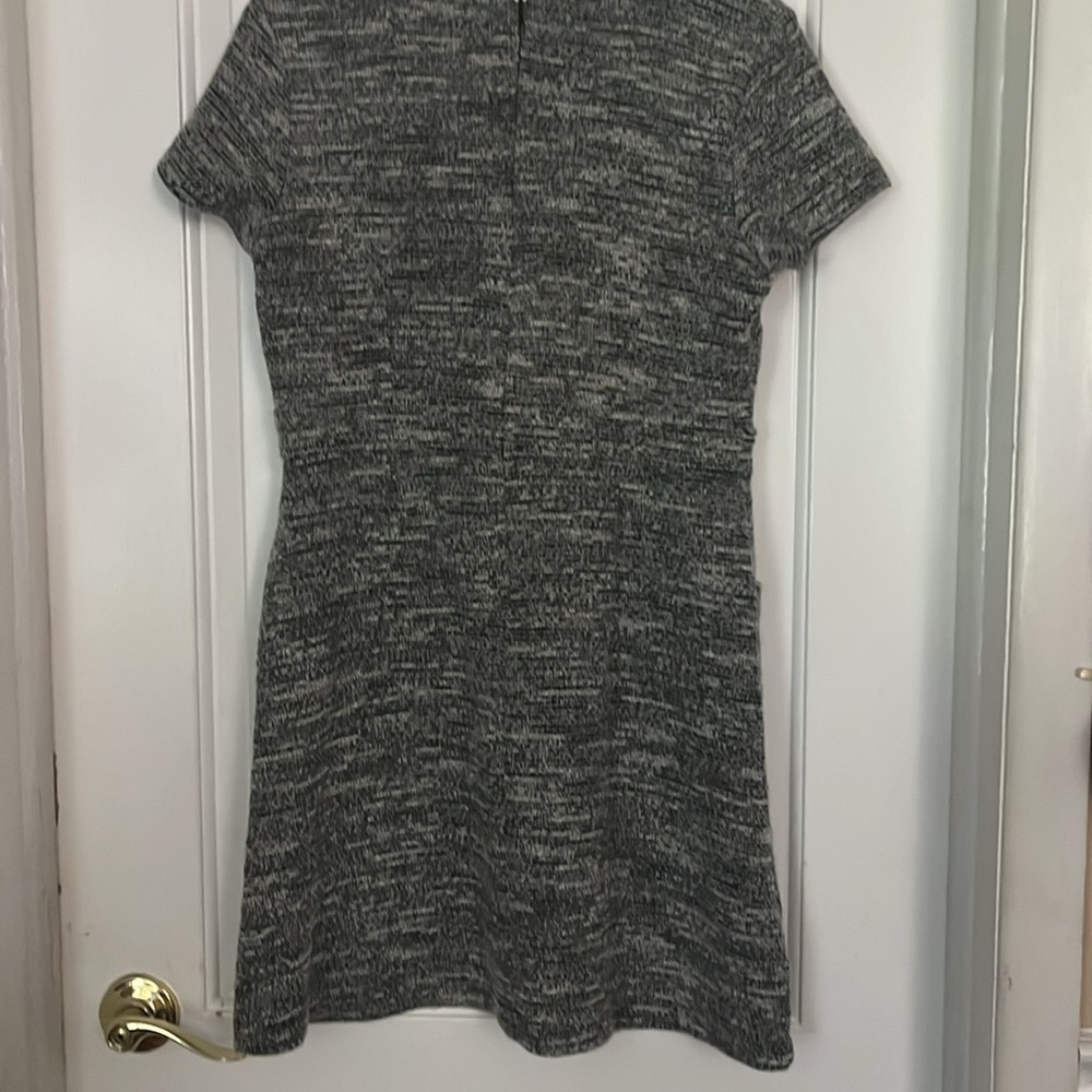 Ann Taylor LOFT Women's Gray Knit Short Sleeve Shift Dress Scoop Neck 10p - Picture 4 of 4